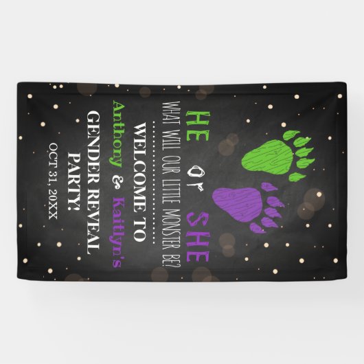 リトルモンスターハロウィーンジェンダーがパーティーを明かす 横断幕 (横)