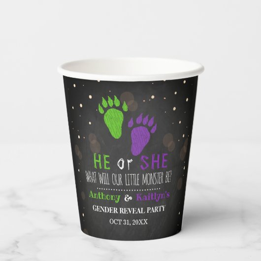 リトルモンスターハロウィーンジェンダーがパーティーを明かす 紙コップ (裏面)