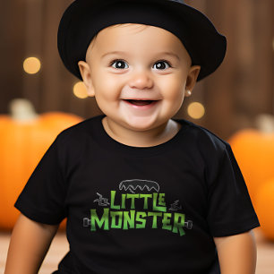 リトルモンスターハロウィーンファミリーマッおもしろいチング ベビーTシャツ