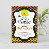 リトルモンスターハロウィーンベビーシャワー招待状 招待状 (スタンド正面)