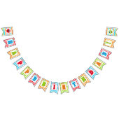 リトルモンスターバッシュパーティーバナー編集可能 バンティングフラッグ (全)