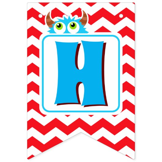 リトルモンスターバッシュパーティーバナー編集可能 バンティングフラッグ (第2の旗)