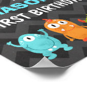 リトルモンスターバースデーウェルカムサインボーイチョーク ポスター (角)