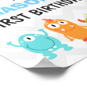 リトルモンスターバースデーウェルカムサインボーイホワイト ポスター (角)