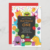 リトルモンスターバースデーパーティーへの招待 招待状 (正面/裏面)