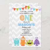 リトルモンスターバースデーパーティーへの招待 招待状 (正面/裏面)