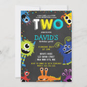 リトルモンスターバースデーパーティーチョーク第2誕生日 招待状 (正面)