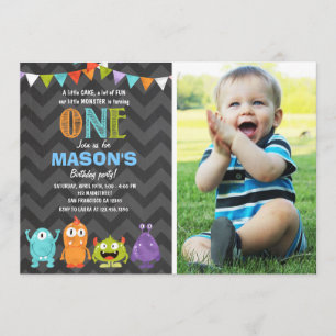 リトルモンスターバースデーパーティー招待チョーク 招待状