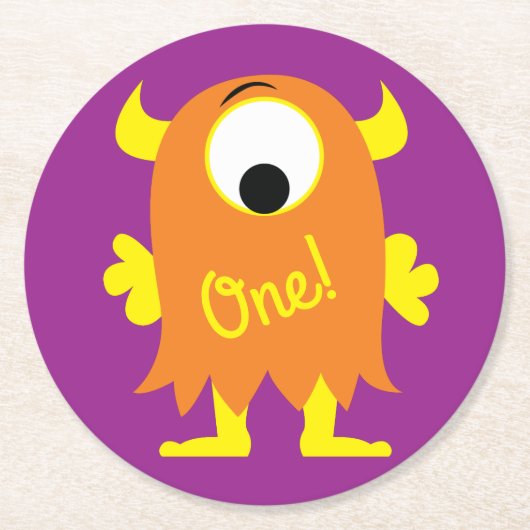 リトルモンスターバースデーパーティー ラウンドペーパーコースター (正面)