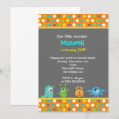 リトルモンスターバースデーパーティ招待状 招待状 (正面/裏面)