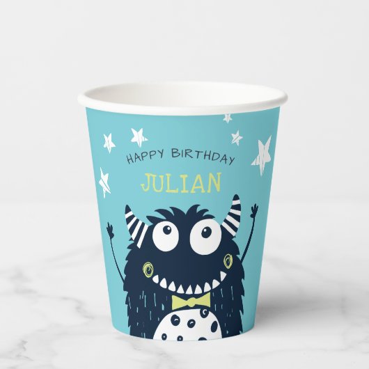 リトルモンスターパーソナライズされた子供の誕生日パーティー 紙コップ (正面)