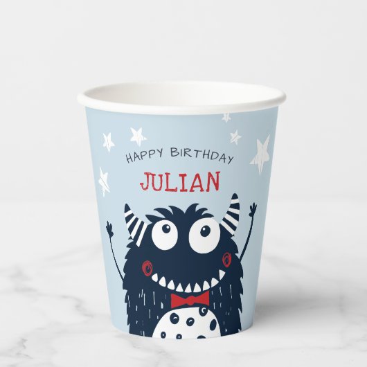 リトルモンスターパーソナライズされた子供の誕生日パーティー 紙コップ (正面)