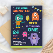 リトルモンスターファーストバースデーパーティー インビテーションポストカード
