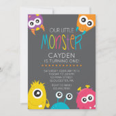 リトルモンスターファースト誕生日パーティー招待状 招待状 (正面)