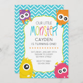 リトルモンスターファースト誕生日招待状 招待状 (正面/裏面)