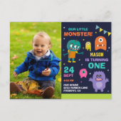 リトルモンスターフォトバースデーパーティー インビテーションポストカード (正面)
