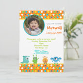 リトルモンスターフォトバースデーパーティ招待状 招待状 (スタンド正面)