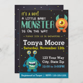 リトルモンスターブルーベビーシャワー招待状 招待状 (正面/裏面)