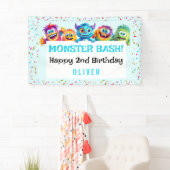 リトルモンスターボーイカラフル誕生日バナー 横断幕 (インサイチュ)