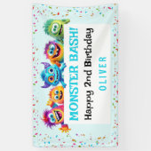 リトルモンスターボーイカラフル誕生日バナー 横断幕 (縦)