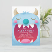 リトルモンスターボーイズ誕生日パーティーブルー 招待状 (スタンド正面)