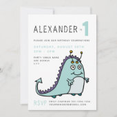 リトルモンスターボーイズ1歳の誕生日パーティー 招待状 (正面)