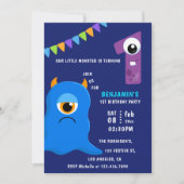 リトルモンスターボーイ1歳の誕生日パーティー 招待状 (正面)