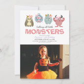 リトルモンスターマッシュハロウィーンガール誕生日写真 招待状