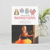 リトルモンスターマッシュハロウィーンガール誕生日写真 招待状