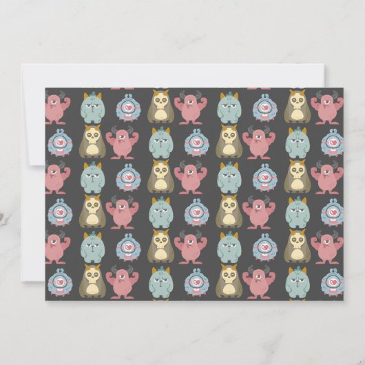 リトルモンスターマッシュハロウィーンガール誕生日 招待状 (裏面)