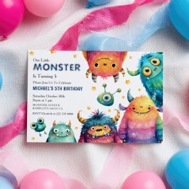 リトルモンスターマッシュ漫画キッズバースデーパーティー 招待状