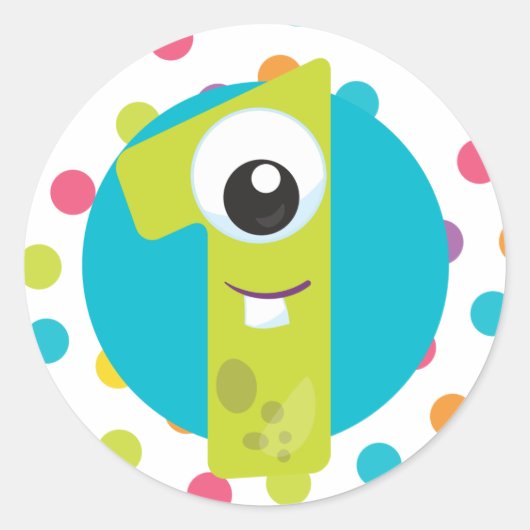 リトルモンスターワンステッカー ラウンドシール (正面)
