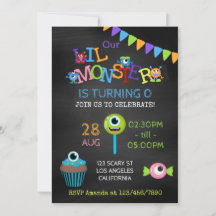 リトルモンスター任意の年齢の写真の誕生日の黒板