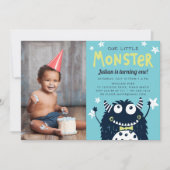 リトルモンスター子供の誕生日パーティー写真 招待状 (正面)