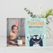 リトルモンスター子供の誕生日パーティー写真 招待状 (スタンド正面)