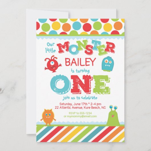 リトルモンスター第1誕生日 招待状 (正面)