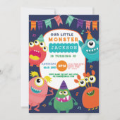 リトルモンスター誕生日おもしろいガールボーイズ招待状 招待状 (正面)