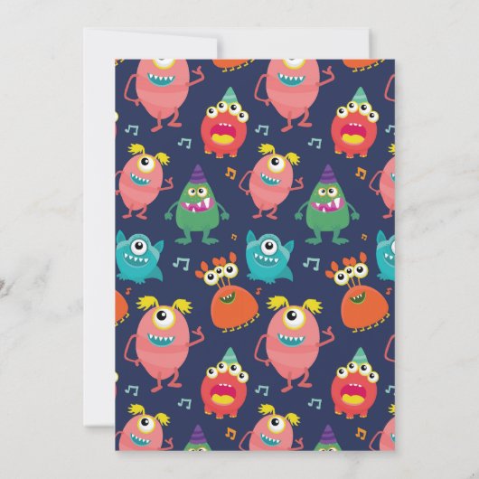 リトルモンスター誕生日おもしろいガールボーイズ招待状 招待状 (裏面)