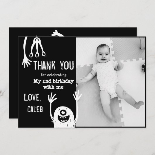 リトルモンスター誕生日サンキューカード サンキューカード (正面/裏面)