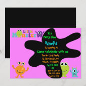 リトルモンスター誕生日パーティーの招待 招待状 (正面/裏面)