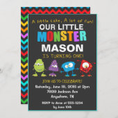 リトルモンスター誕生日パーティーの招待 招待状 (正面/裏面)