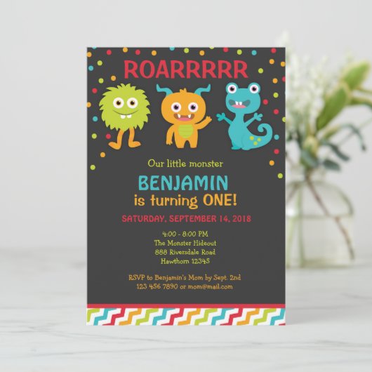 リトルモンスター誕生日招待状モンスター招待状 招待状 (スタンド正面)