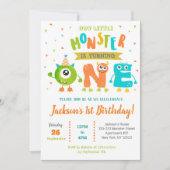 リトルモンスター1歳の誕生日パーティの招待状 招待状 (正面)