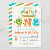 リトルモンスター1歳の誕生日パーティの招待状 招待状 (正面/裏面)