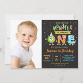 リトルモンスター1歳の誕生日パーティの招待状 招待状 (正面)