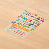 リトルモンスター1歳の誕生日 アクリル招待状 (レイダウン)