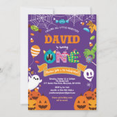 リトルモンスター1歳誕生日パーティーハロウィーンテーマ 招待状 (正面)