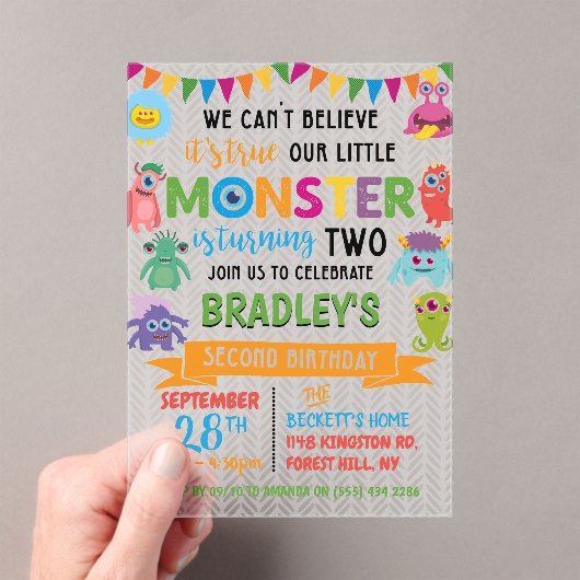リトルモンスター2回目の誕生日 アクリル招待状 (インサイチュ (ポータブル))