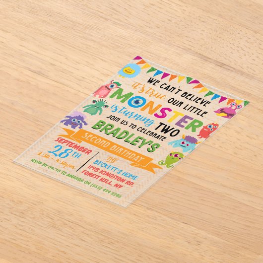 リトルモンスター2回目の誕生日 アクリル招待状 (レイダウン)