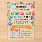 リトルモンスター3歳の誕生日 アクリル招待状 (正面)